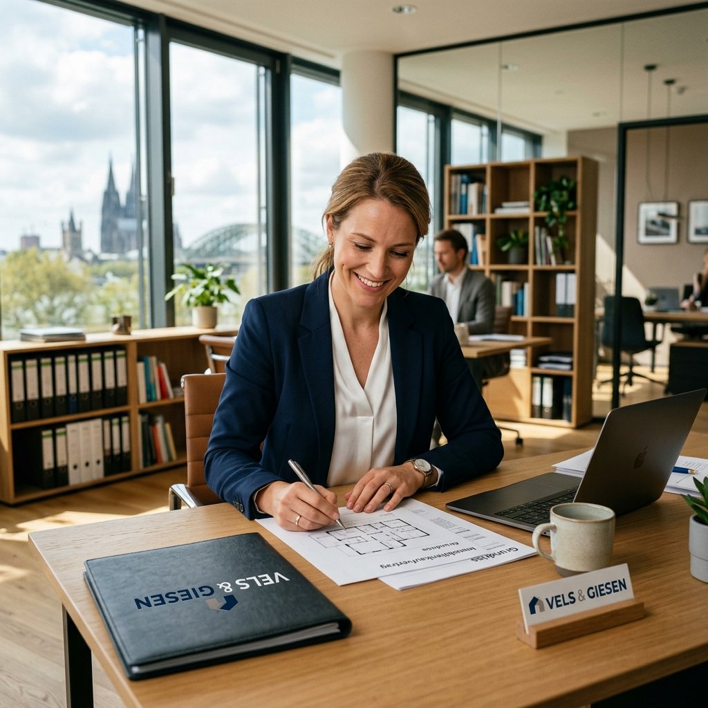 Professionelle Hausverwaltung am Schreibtisch