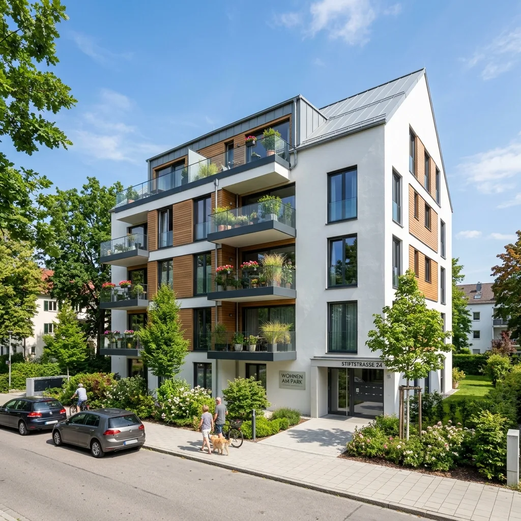 Modernes Mehrfamilienhaus mit Balkonen